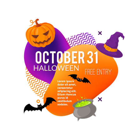 Halloween party label isolated on white.のイラスト素材