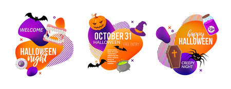 Set of Halloween party labels isolated on white.のイラスト素材