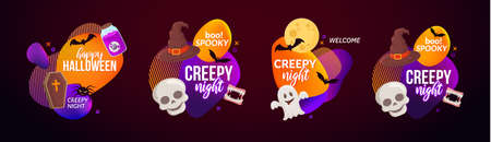 Set of decorative Halloween party labels.のイラスト素材