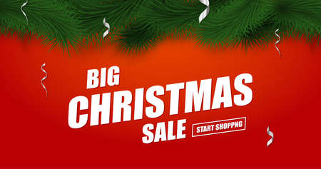 Christmas Sale Banner with Fir Tree Border.