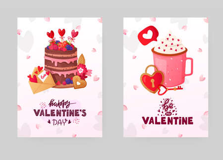 Set of Saint Valentines Day backgrounds.のイラスト素材