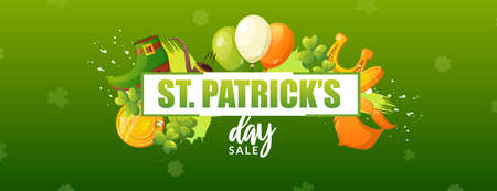 Lucky Irish green shamrock and greeting text.のイラスト素材