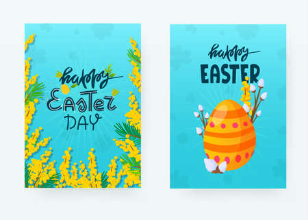 Set of decorative Easter holiday ad backgrounds.