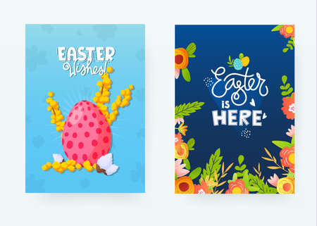 Set of decorative Easter holiday ad backgrounds.