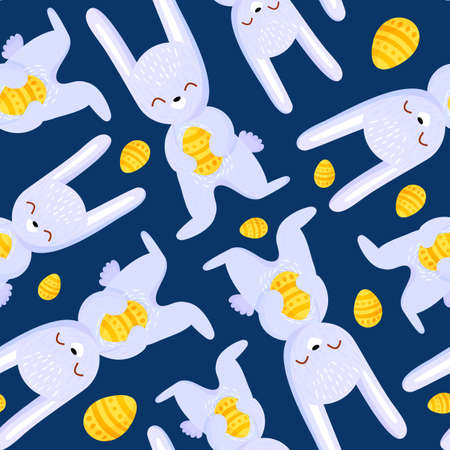 Cute Easter holiday bunny seamless pattern.のイラスト素材