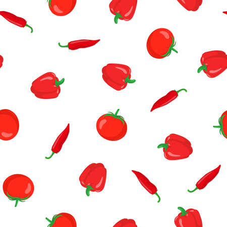 Red tomato pepper paprika seamless pattern.のイラスト素材
