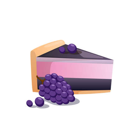 Piece of cake and berries isolated on white.のイラスト素材