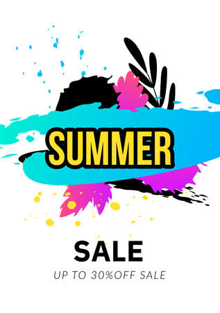 Bright summer season ad poster with text.のイラスト素材