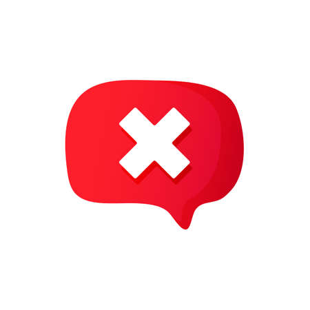 Red speech bubble with white cross symbol.のイラスト素材