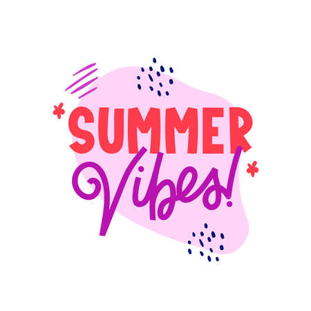 Summer season vector lettering label template.のイラスト素材