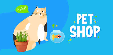 Fat cat with thought speech bubble and text.