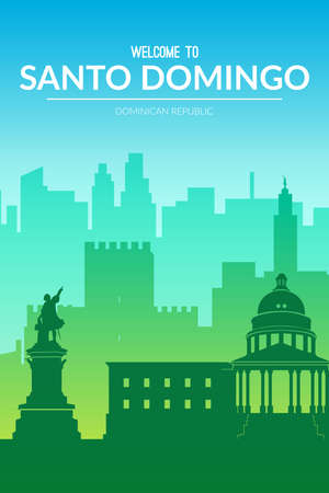 Santo Domingo, Dominican republic city scape view.のイラスト素材