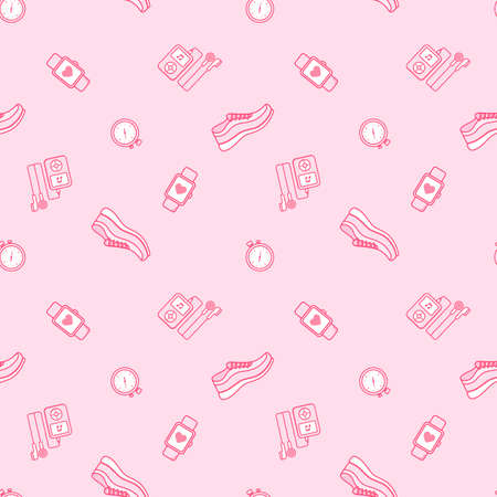 Seamless pattern with running jogging equipment.のイラスト素材