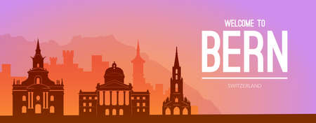 Bern, Switzerland famous city scape view.のイラスト素材