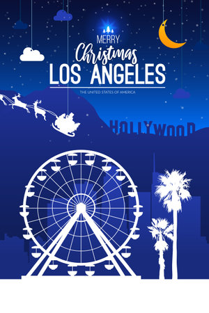 Los Angeles, USA. Christmas holiday background.のイラスト素材