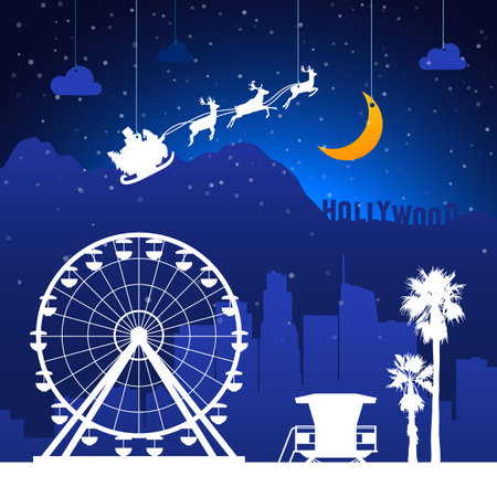 Los Angeles, USA. Christmas holiday background.のイラスト素材
