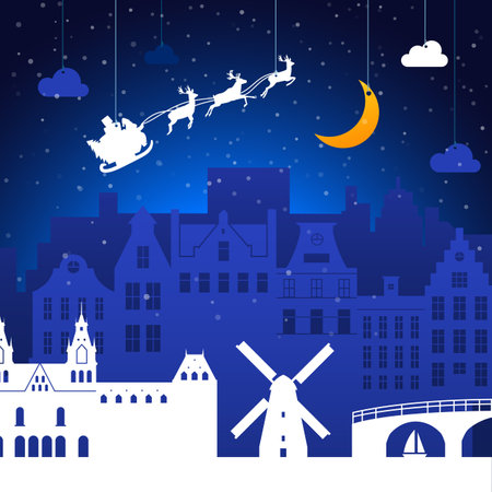Amsterdam,Netherlands.Christmas holiday backgroundのイラスト素材