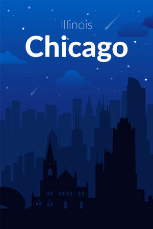 Chicago, USA famous city scape view background.のイラスト素材