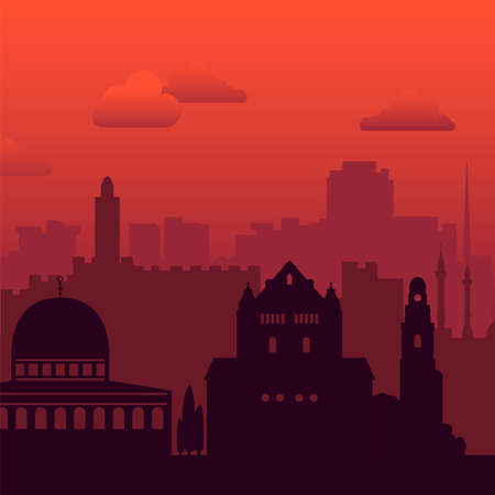 Jerusalem, Israel famous city view background.のイラスト素材