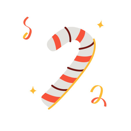 Traditional candy cane stick isolated on white.のイラスト素材