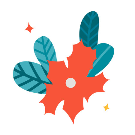 Christmas decorative flower with leaves.のイラスト素材