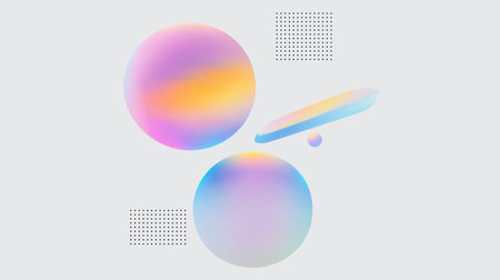 Abstract Gradient Spheres and Various Shapes on a Soft and Subtle Background Designのイラスト素材