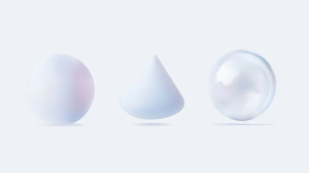 Abstract 3D Shapes Designs Inspired by Sphere, Cone, and Egg Forms and Aestheticsのイラスト素材