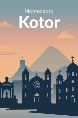 Kotor A Majestic View of Montenegros Beautiful Architecture and Rich Cultural Heritageのイラスト素材