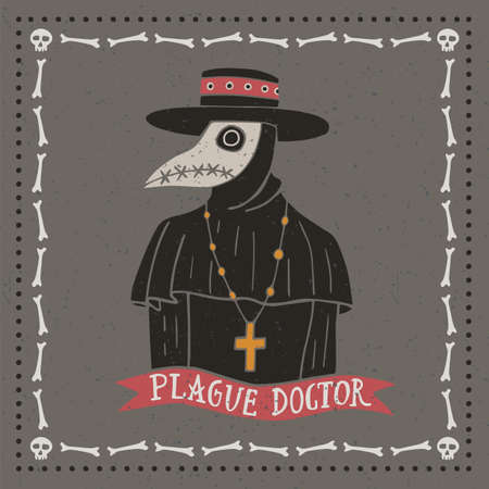 Plague Doctor. Scary Halloween illustration. Illustration for souvenir productsのイラスト素材