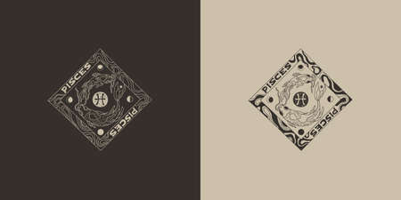 Outline zodiac sign Ð isces. Astrological symbol. Horoscope.のイラスト素材