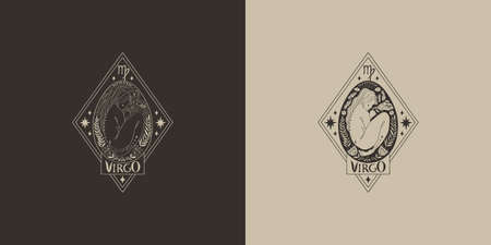Outline zodiac sign Virgo. Astrological symbol. Horoscope.のイラスト素材