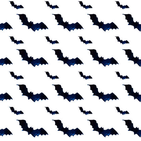Halloween pattern of flying bats. Watercolor backgroundの写真素材