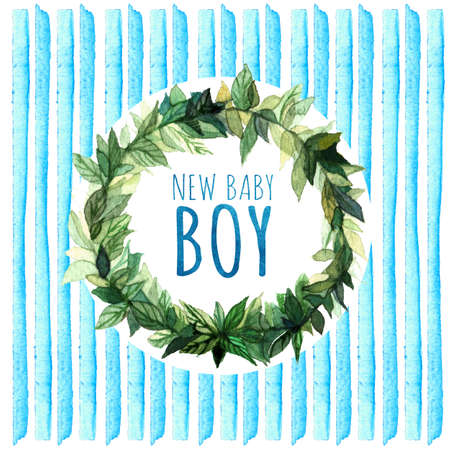 Baby Shower Invitation Card. It's a Boy. New baby boy. Baby Shower Greeting Card. Watercolor creative greeting cards template. Element design for posters, stickers, banners, invitations, weddingの写真素材
