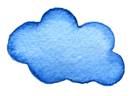 Hand painted watercolor cloud isolated on white. Blue backround.の写真素材