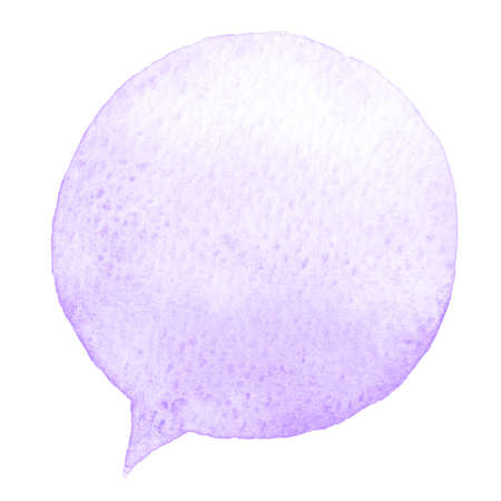Lavender watercolor speech bubble isolated on white background. Hand drawn paint stain. Watercolor design element. Hand drawn speech bubble. Watercolor speech bubbleの写真素材