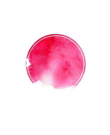 Grunge sticker. Pink grunge banner. Retro label. Website decorative element. Watercolor vintage background. Hand drawn watercolor pink stainの写真素材