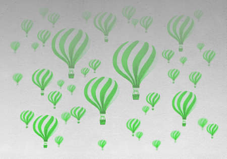 Vintage Hot air balloons. Watercolor illustration. Travel and explore. Post Card with retro Hot Air Balloons. Texture for greeting cards, banners, posters, printsの写真素材