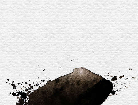 Hand drawn watercolor black stain. Gray watercolour background. Spot with droplets, smudges, stains, splashes. Element for your design and decor backgrounds, banners, flyers.の写真素材
