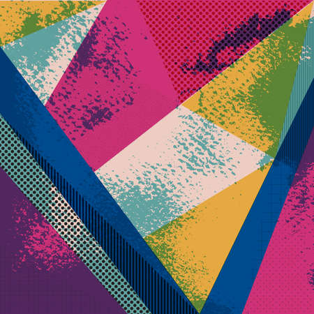 Abstract vector background in trendy retro 80s, 90s memphis style. Universal car.のイラスト素材