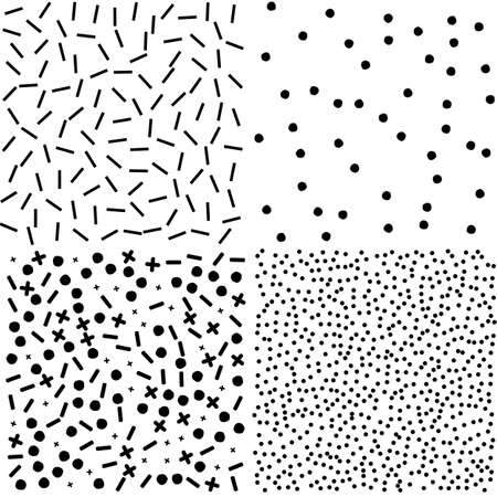 Abstract geometric pattern in retro memphis style. Vector background in trendy retro 80s, 90s. Trendy memphis style patterns 80's-90's styles for retro design, textile, poster, print, card, invitation.のイラスト素材