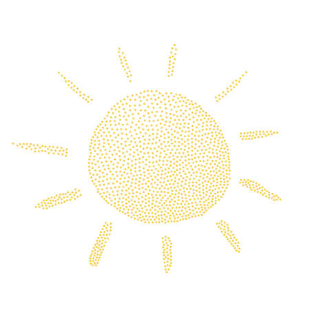 Vector illustration of the sun in retro dotted style isolated on white background.