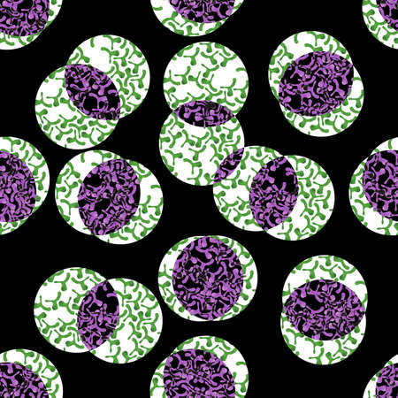 Modern green pattern with round shapes. Abstract background with hand drawn modern ornament with...