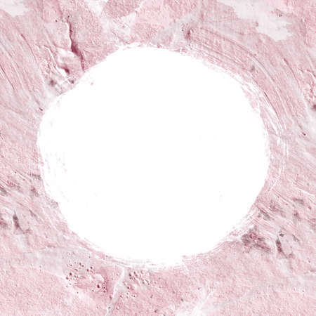 White textured acrylic circle with uneven edges. Watercolour stain on light violet background. Design element. Watercolor retro geometric round shapeの写真素材