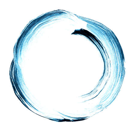 Abstract circle acrylic and watercolor painted background. White and blue grunge paint element isolated on white. Modern design element. Watercolor frame. Acrylic textured background.の写真素材