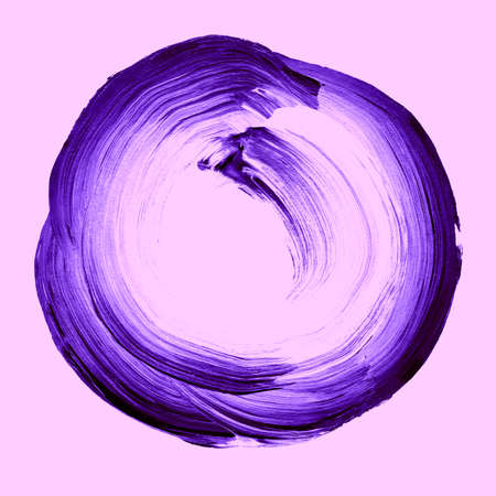Abstract circle acrylic and watercolor painted background. Lavender and violet grunge paint element. Modern design element. Watercolor frame. Acrylic textured background.の写真素材