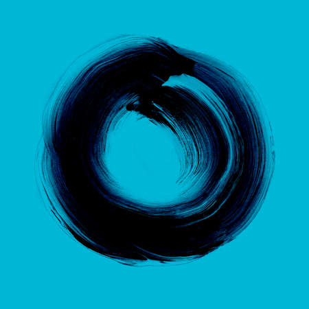 Abstract geometrical blue and black fractal. Abstract ring background with painted acrylic swirling...