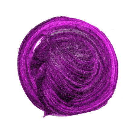 Acrylic velvet violet circle isolated on white background. Watercolor round shapeの写真素材