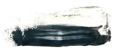 Black and white, gray stripe painted with acrylic paint isolated on a white background. Abstract grunge painted textureの写真素材