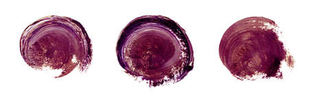 Acrylic velvet violet circle isolated on white background. Set of circles. Watercolor round shapeの写真素材
