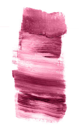 Pacific Pink stripe painted with acrylic paint isolated on a white background. Abstract grunge painted textureの写真素材